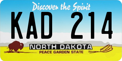 ND license plate KAD214