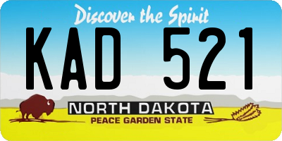 ND license plate KAD521