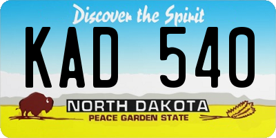 ND license plate KAD540