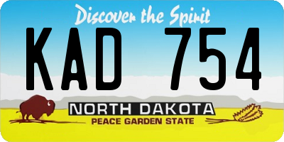 ND license plate KAD754