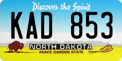 ND license plate KAD853