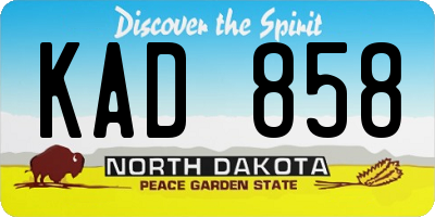 ND license plate KAD858