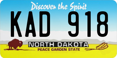 ND license plate KAD918