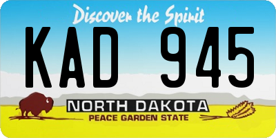 ND license plate KAD945