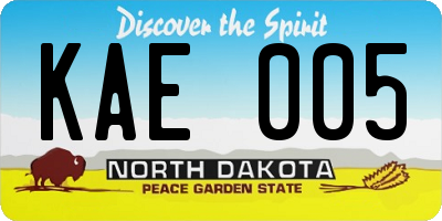 ND license plate KAE005