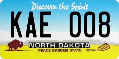 ND license plate KAE008