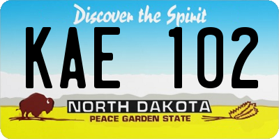 ND license plate KAE102