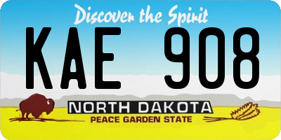 ND license plate KAE908
