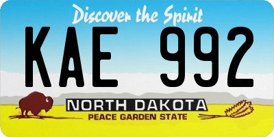 ND license plate KAE992