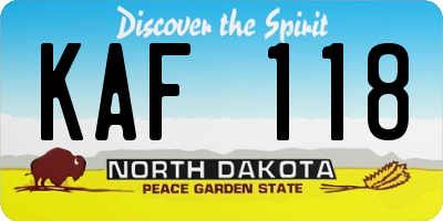 ND license plate KAF118