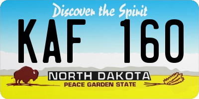 ND license plate KAF160