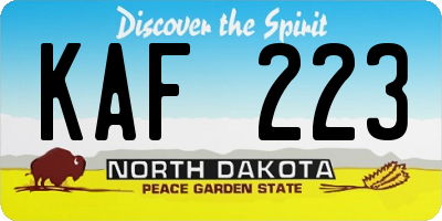 ND license plate KAF223