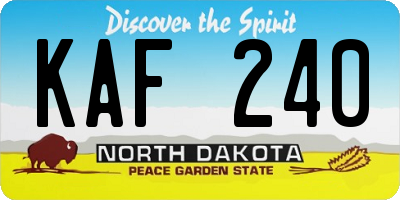 ND license plate KAF240