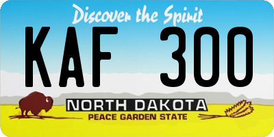 ND license plate KAF300