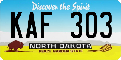 ND license plate KAF303