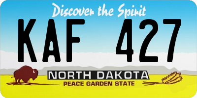 ND license plate KAF427