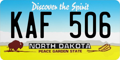 ND license plate KAF506
