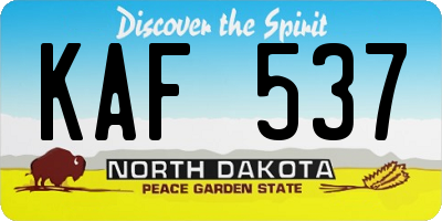 ND license plate KAF537