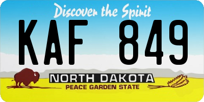 ND license plate KAF849
