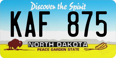 ND license plate KAF875