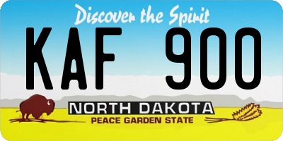 ND license plate KAF900