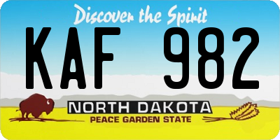 ND license plate KAF982