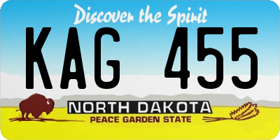 ND license plate KAG455