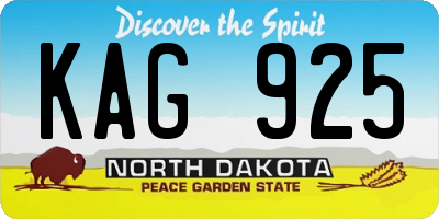 ND license plate KAG925