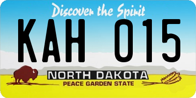 ND license plate KAH015