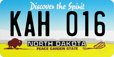 ND license plate KAH016
