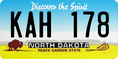 ND license plate KAH178