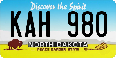 ND license plate KAH980