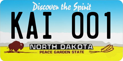 ND license plate KAI001