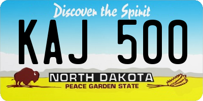 ND license plate KAJ500