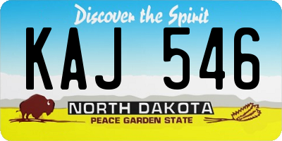 ND license plate KAJ546