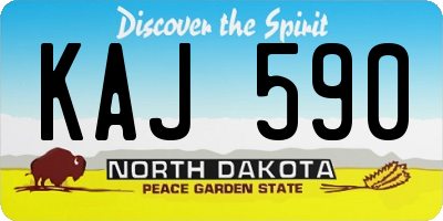 ND license plate KAJ590