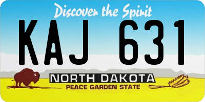 ND license plate KAJ631