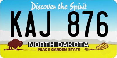 ND license plate KAJ876