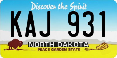 ND license plate KAJ931