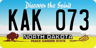ND license plate KAK073