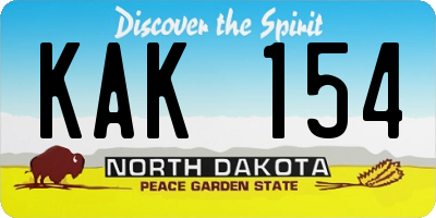 ND license plate KAK154