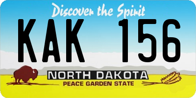 ND license plate KAK156