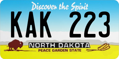 ND license plate KAK223