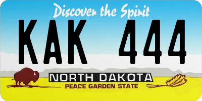 ND license plate KAK444