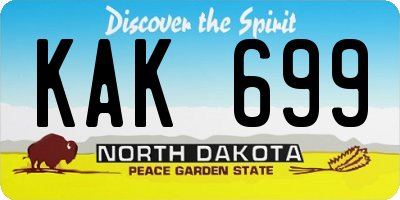 ND license plate KAK699