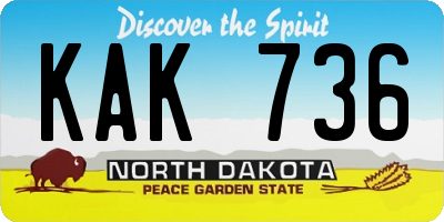 ND license plate KAK736