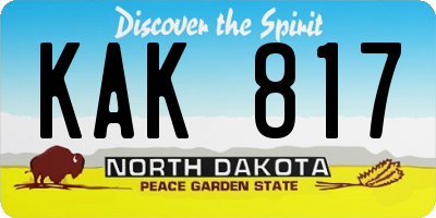 ND license plate KAK817