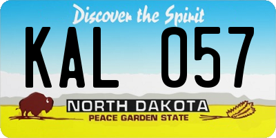 ND license plate KAL057
