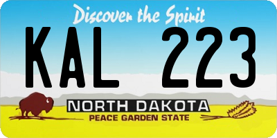 ND license plate KAL223