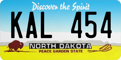 ND license plate KAL454